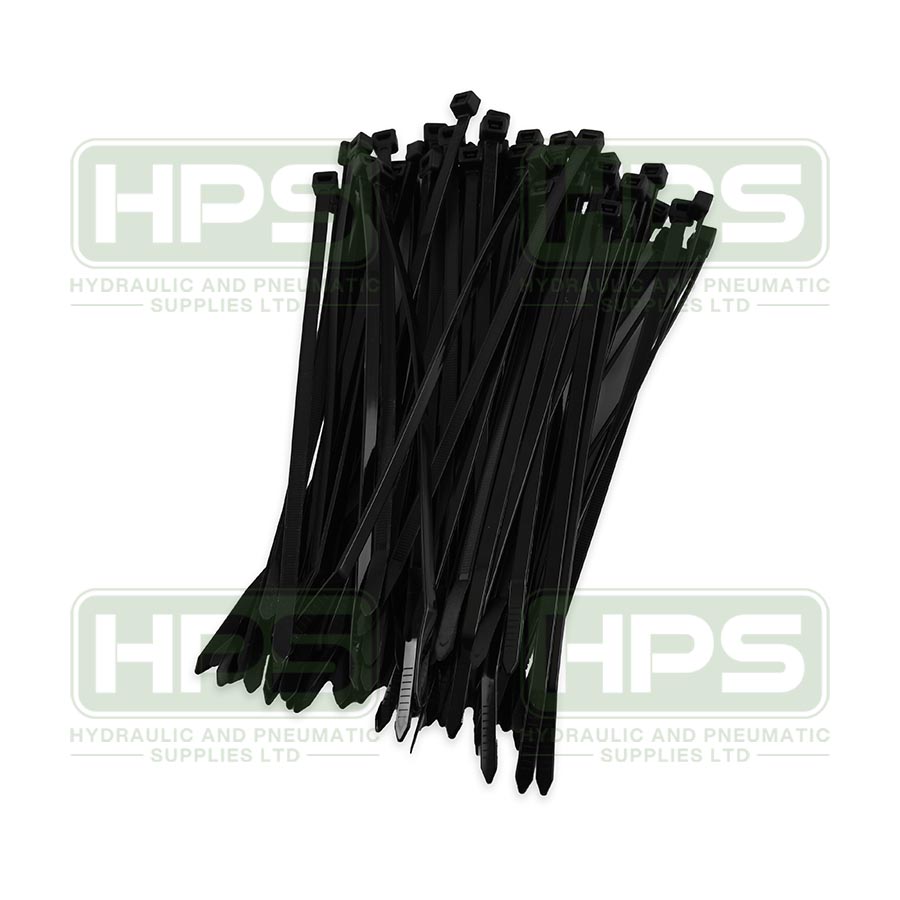 370 X 7.6MM BLACK CABLE TIE PACK OF 100