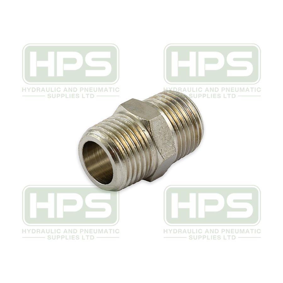 1/8&quot; x 1/8&quot; BSPT Nickel Plated Brass Hex Nipple