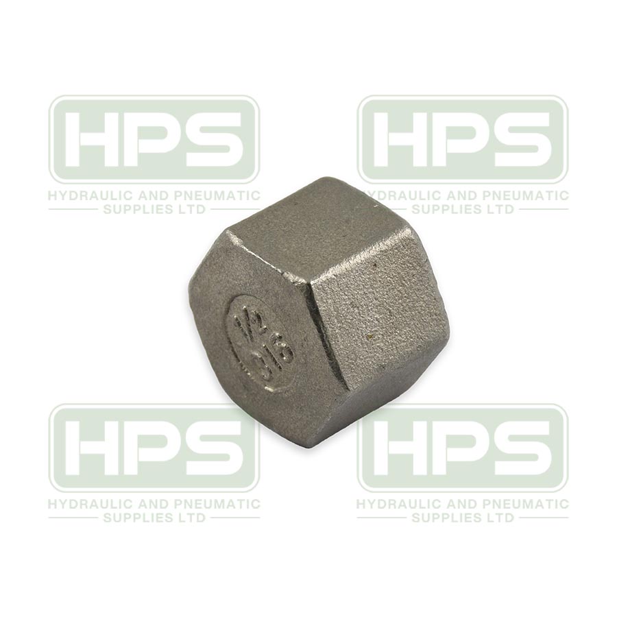 Stainless steel hex blanking cap with BSPP female thread for securely sealing industrial pipelines.