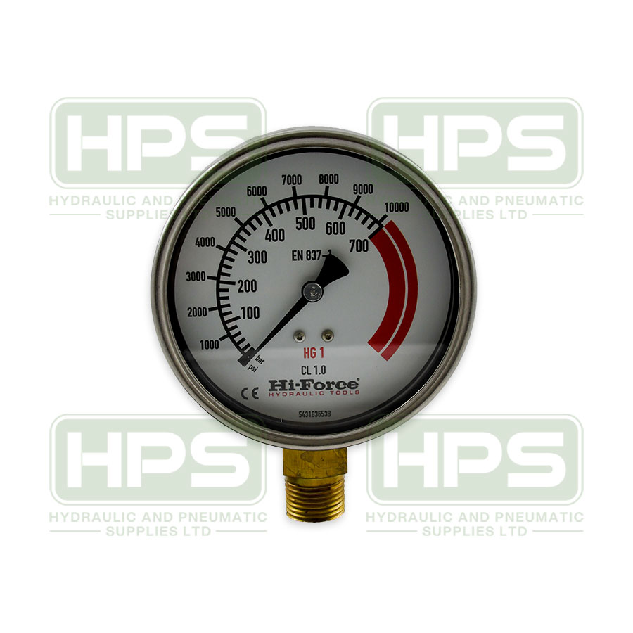 100mm Pressure Gauge 1/2&quot; NPT 0-700 Bar / 0-32 Tonnes Dry