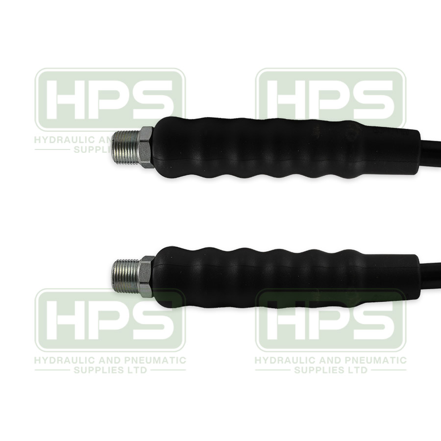 0.5 Mtr 700 Bar Hose Assembly Black Complete with 3/8&quot; NPT x 3/8&quot; NPT