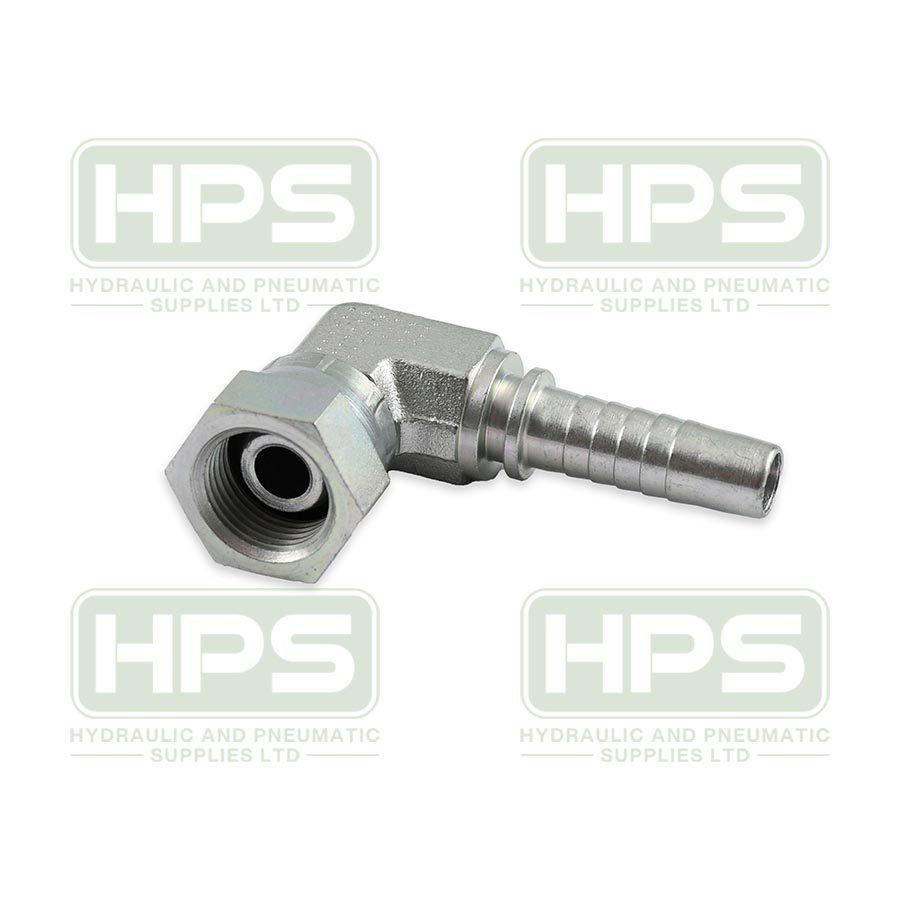 1/4&quot; BSPP FEMALE COMPACT 90 ELBOW x 1/4&quot; HOSETAIL