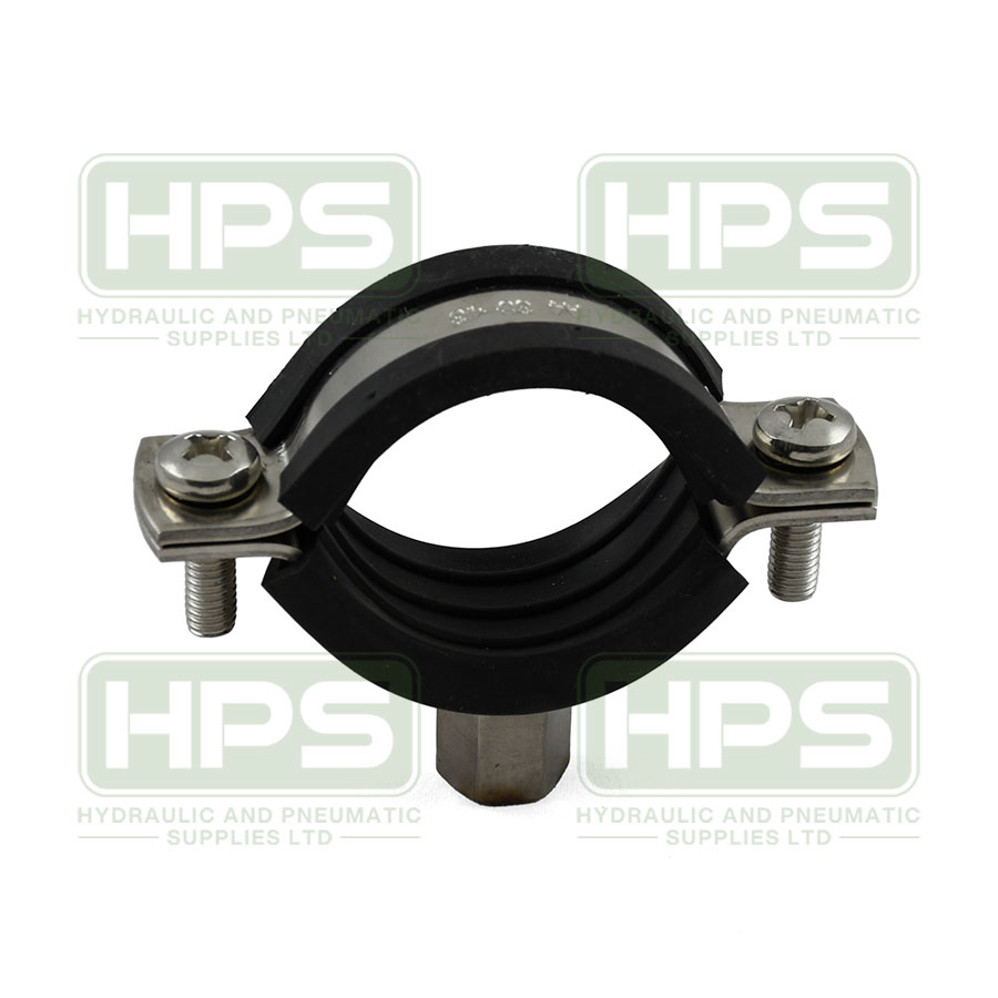 3/8&quot; (15-19mm) Stainless Rubber Lined Pipe Clip, Bossed M8/10