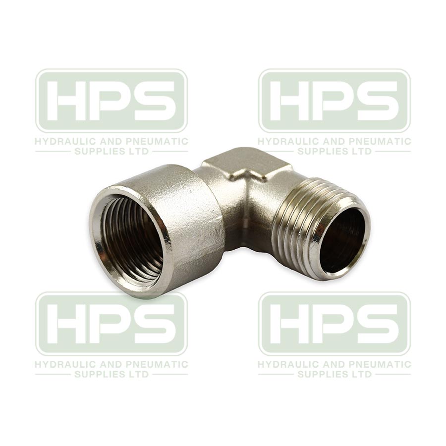 1/4&quot; BSPP Nickel Plated Brass M/F Elbow